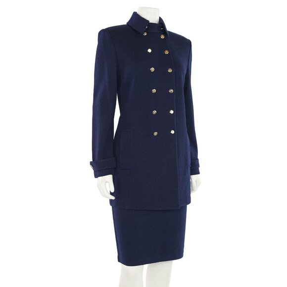 St. John Collection 2Pc Long Navy Double-Breasted Jacket & Skirt Suit sz 6/4 - Picture 6 of 13